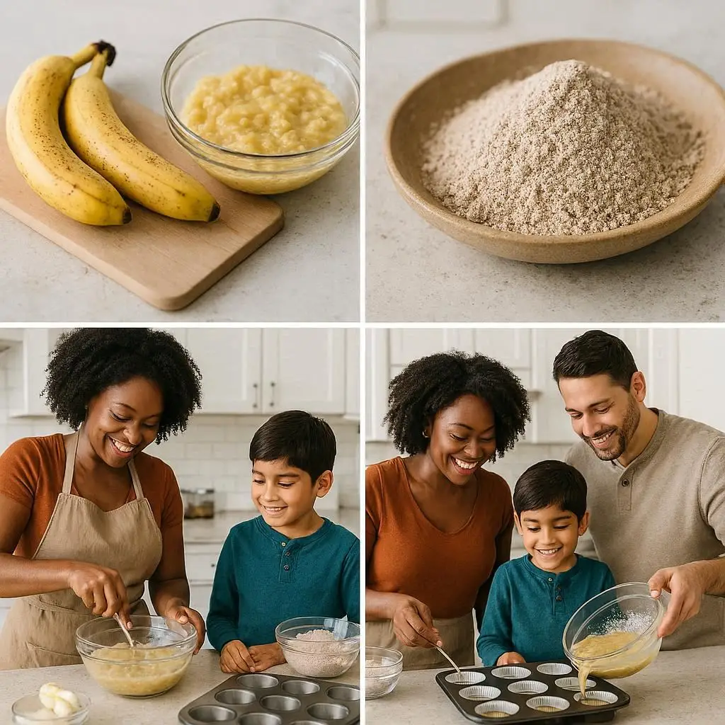 全麦香蕉松饼制作过程